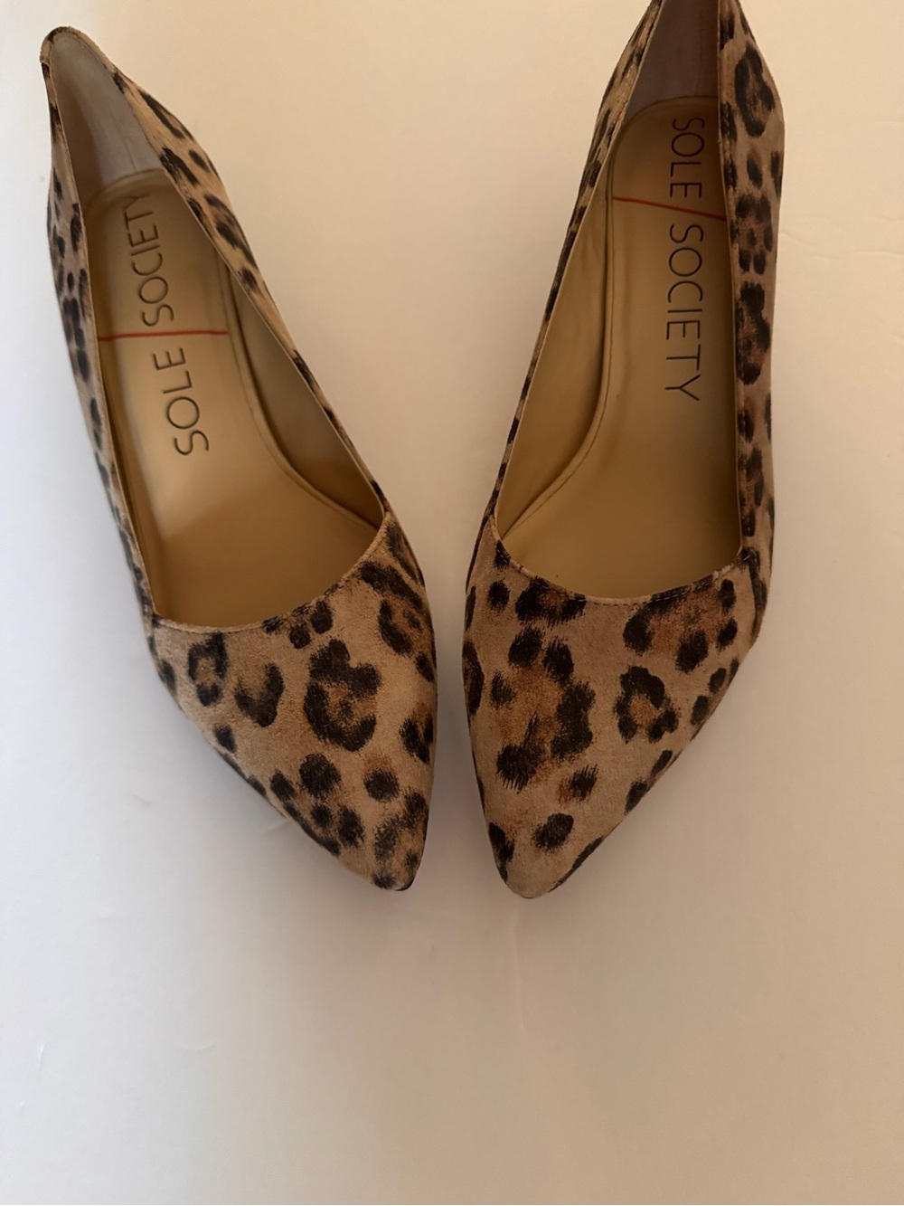 Sole Society Leopard Print Pointed Toe Heels - Tan & Black
